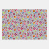 Retro Christmas Set 1 Grau Weihnachten Geschenkpapier Set (Vorderseite 3)