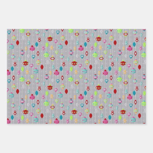 Retro Christmas Set 1 Grau Weihnachten Geschenkpapier Set (Vorderseite 2)