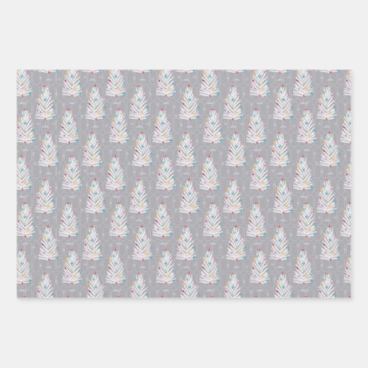 Retro Christmas Set 1 Grau Weihnachten Geschenkpapier Set (Vorderseite)