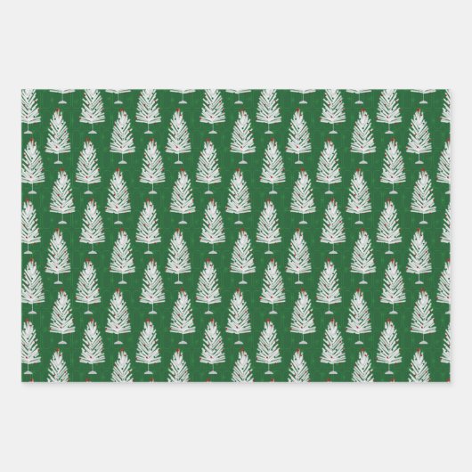 Retro Christmas Set 1 Grün Weihnachten Geschenkpapier Set (Vorderseite)