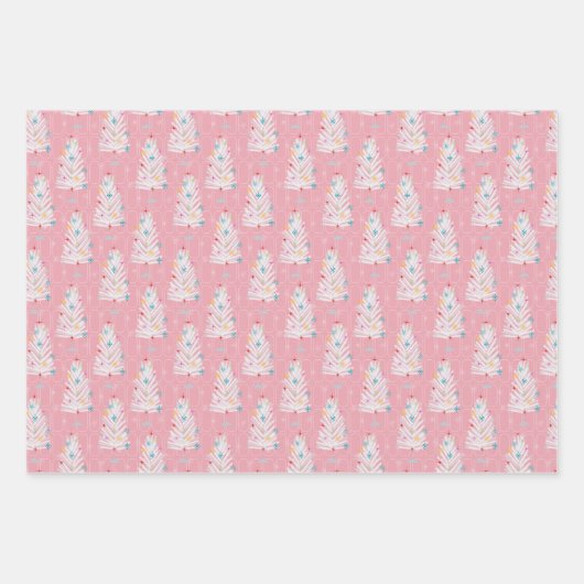 Retro Christmas Set 1 Rosa Weihnachten Geschenkpapier Set (Vorderseite)