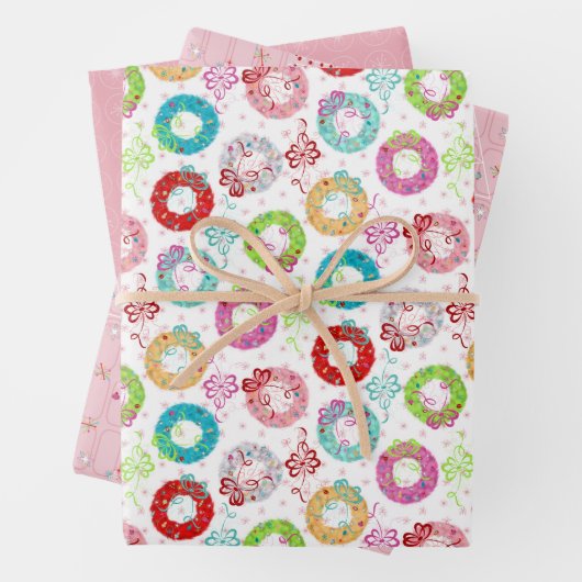 Retro Christmas Set 2 Rosa Weihnachten Geschenkpapier Set (Beispiel)