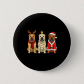 Retro Christmas Shar Pei Santa Reindeer Dog Lover Button (Vorderseite)