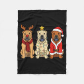 Retro Christmas Shar Pei Santa Reindeer Dog Lover Fleecedecke (Vorderseite)