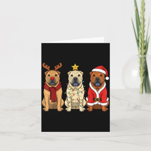 Retro Christmas Shar Pei Santa Reindeer Dog Lover Karte (Vorderseite)