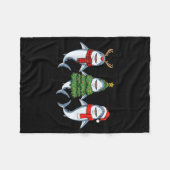 Retro Christmas Shark Santa Reindeer  Fleecedecke (Vorderseite (Horizontal))