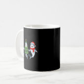 Retro Christmas Shark Santa Reindeer Kaffeetasse (Vorderseite Links)