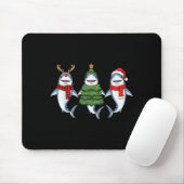 Retro Christmas Shark Santa Reindeer Mousepad (Mit Mouse)