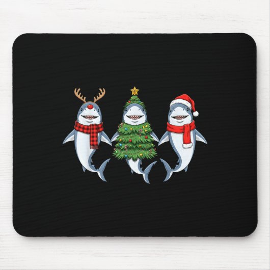 Retro Christmas Shark Santa Reindeer Mousepad (Vorne)