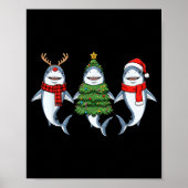Retro Christmas Shark Santa Reindeer Poster (Vorne)