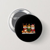 Retro Christmas Shiba Inu Santa Reindeer Dog Lover Button (Vorne & Hinten)