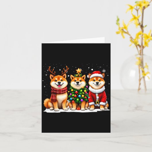 Retro Christmas Shiba Inu Santa Reindeer Dog Lover Karte (Gelbe Blume)