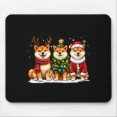 Retro Christmas Shiba Inu Santa Reindeer Dog Lover Mousepad (Vorne)