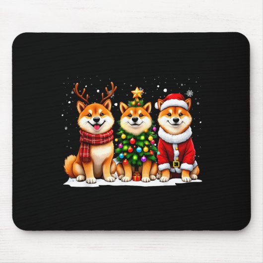 Retro Christmas Shiba Inu Santa Reindeer Dog Lover Mousepad (Vorne)