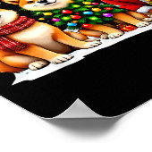 Retro Christmas Shiba Inu Santa Reindeer Dog Lover Poster (Ecke)