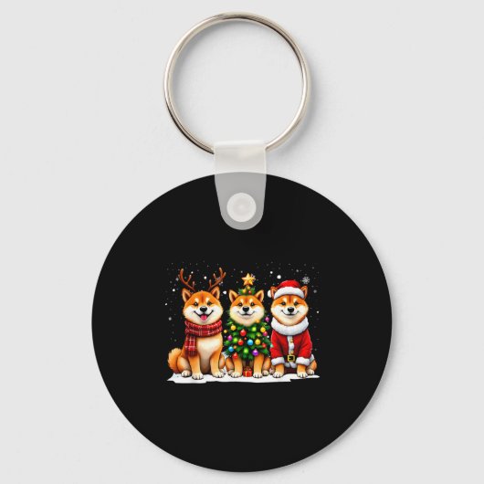 Retro Christmas Shiba Inu Santa Reindeer Dog Lover Schlüsselanhänger (Vorderseite)