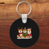 Retro Christmas Shiba Inu Santa Reindeer Dog Lover Schlüsselanhänger (Vorderseite)
