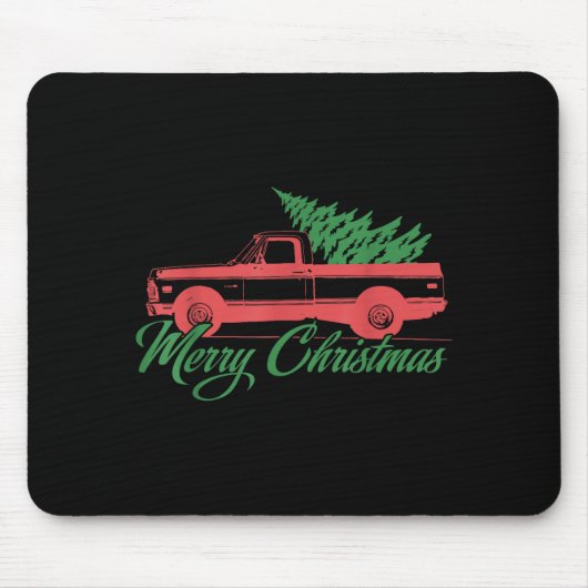Retro Christmas Shirt - Clic Truck With Tree  Mousepad (Vorne)