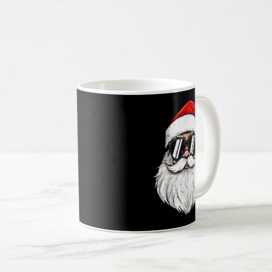 Retro Christmas Shirts Men Boys Santa Face With Su Kaffeetasse (VorderseiteRechts)
