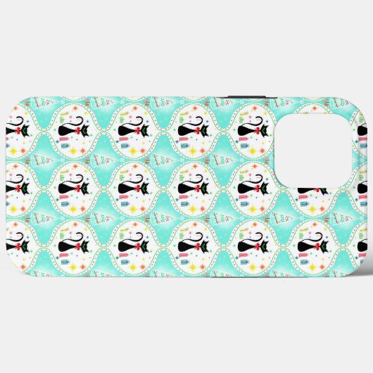 Retro Christmas Siamese Cat Ogee Case-Mate iPhone Hülle (Rückseite (Horizontal))