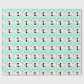 Retro Christmas Siamese Cat Ogee Pattern Geschenkpapier (Flach)