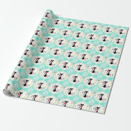 Retro Christmas Siamese Cat Ogee Pattern Geschenkpapier