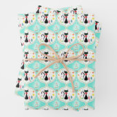 Retro Christmas Siamese Cat Ogee Pattern Geschenkpapier Set (Beispiel)