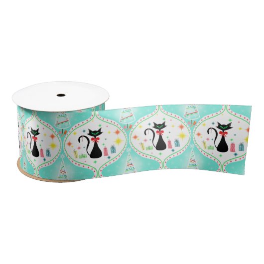 Retro Christmas Siamese Cat Ogee Satinband (Spule)