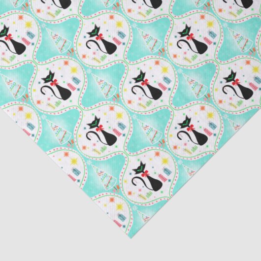 Retro Christmas Siamese Cat Ogee Seidenpapier (Detail)