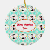 Retro Christmas Siamese Katze Ogee Pet Name Keramik Ornament (Vorne)