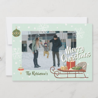 Retro Christmas Sleigh Winter Nostalgie mit Foto Feiertagskarte