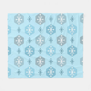 Retro Christmas Snowflakes Baby Blue Fleecedecke
