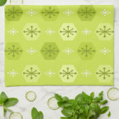 Retro Christmas Snowflakes Chartreuse Geschirrtuch (Gefaltet)