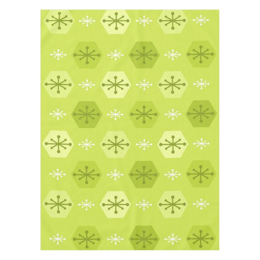 Retro Christmas Snowflakes Chartreuse Tischdecke (Vorderseite)