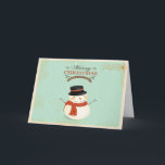 Retro Christmas Snowman Grußkarte Feiertagskarte<br><div class="desc">Sind Sie bereit,  alle Ihre Weihnachts- und Feiertagskarten auszuschicken? Diese Retro-Weihnachtskarte ist der perfekte Weg,  um Ihrem Porto in diesem Jahr etwas mehr zu geben! In dieser schneebedeckten Grußkarte sind Weihnachtsschneemänner,  Weihnachtsstuben und Bühnenpinsel enthalten! Viel Spaß!</div>