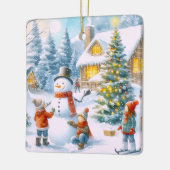 Retro Christmas Snowman Keramikornament (Links)