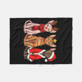 Retro Christmas Sphynx Cat Santa Reindeer Fleecedecke (Vorderseite (Horizontal))