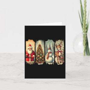 Retro Christmas Squad Santa Snowman Deer Xmas Tree Karte