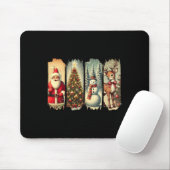 Retro Christmas Squad Santa Snowman Deer Xmas Tree Mousepad (Mit Mouse)
