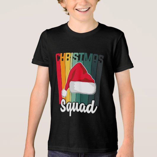 Retro Christmas Squad Weihnachtsmannmütze Festival Tri-Blend Shirt (Vorderseite)