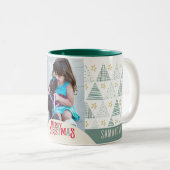 Retro Christmas Star Modernes Abstraktes, einzigar Zweifarbige Tasse (VorderseiteRechts)