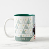 Retro Christmas Star Modernes Abstraktes, einzigar Zweifarbige Tasse (Links)