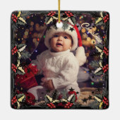 Retro Christmas Stars Border Foto Ornament (Rückseite)