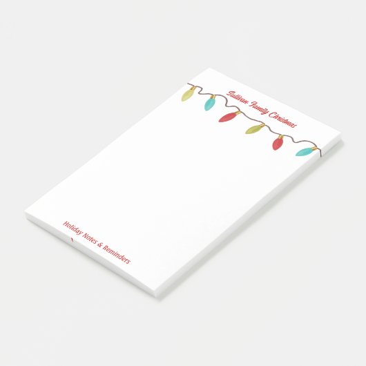 Retro Christmas String Lights Custom Post-it Klebezettel (angewinkelt)