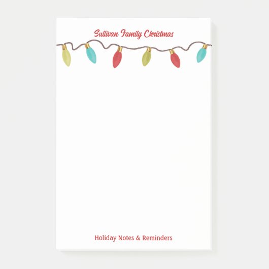 Retro Christmas String Lights Custom Post-it Klebezettel (Vorderseite)