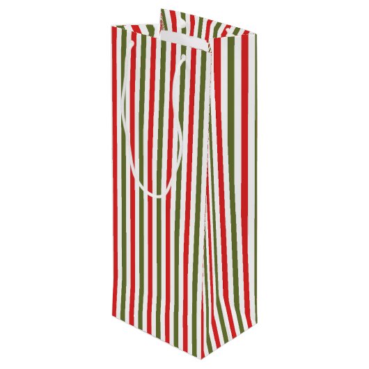 Retro Christmas Stripe Pattern Custom Christmas Geschenktüte Für Weinflaschen (Rückseite Schrägansicht)