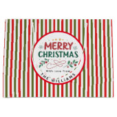 Retro Christmas Stripe Pattern Custom Christmas Große Geschenktüte (Vorderseite)