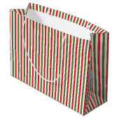 Retro Christmas Stripe Pattern Custom Christmas Große Geschenktüte (Rückseite Schrägansicht)