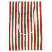 Retro Christmas Stripe Pattern Custom Christmas Mittlere Geschenktüte (Rückseite)