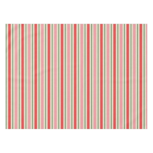 Retro Christmas Stripes Pattern Pink Red Green Tischdecke (Vorderseite (Horizontal))